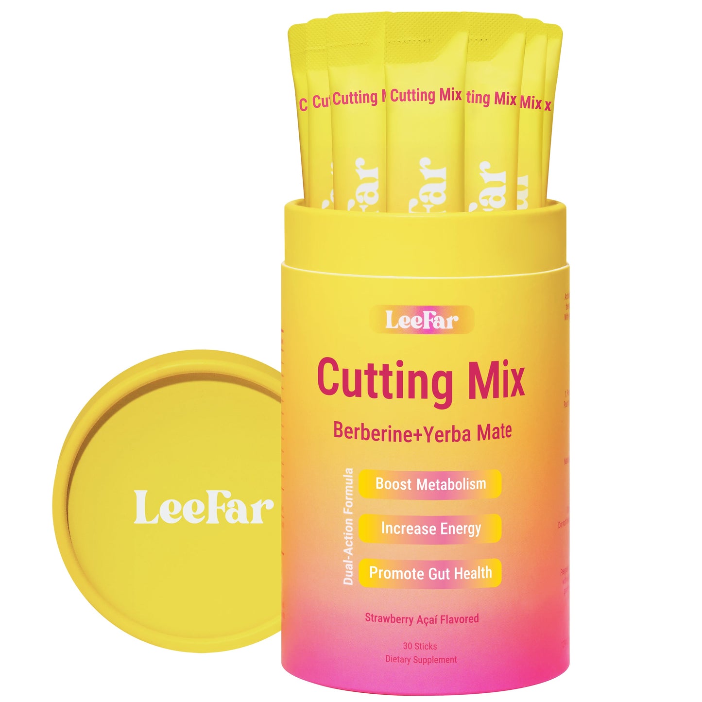 LeeFar Cutting Mix Drink Mix – Dual-Action Craving &amp; Metabolism Support | Berberine, Chromium, 5-HTP, Yerba Mate &amp; Magnesium | Supports GLP-1 Pathway, Blood Sugar &amp; Gut Health | Strawberry Açaí Flavor – 30 Servings